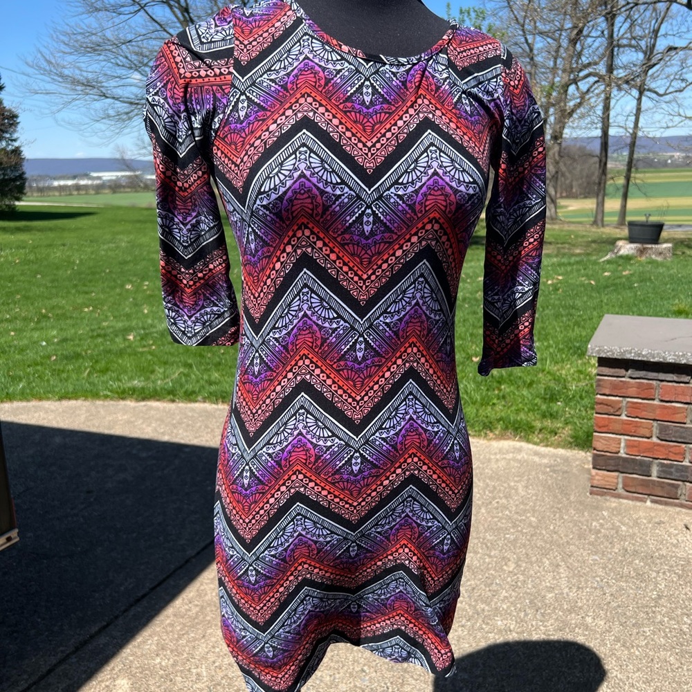 Multi Color Tribal Print Bodycon Dress